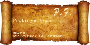 Pratinger Fedor névjegykártya